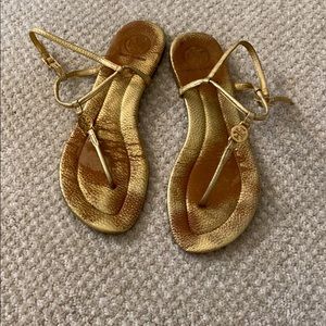 Gold Tory Burch Emmy Sandal